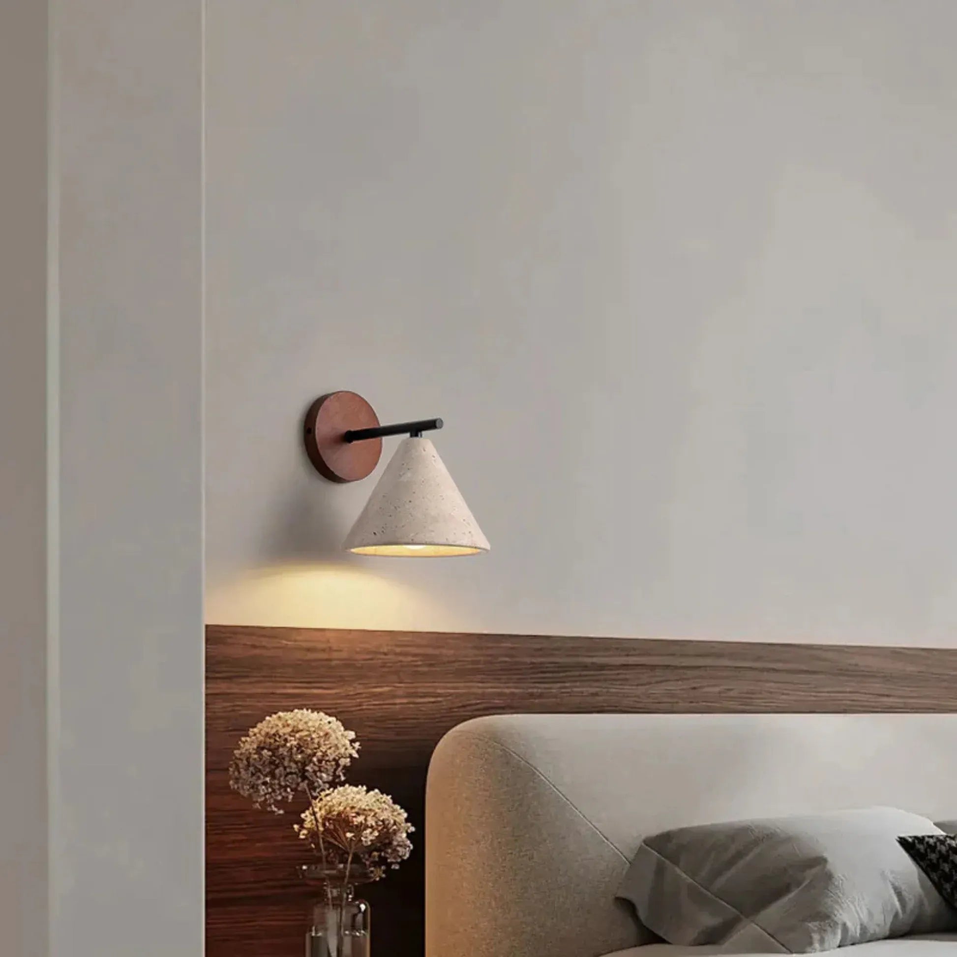 TEROVA – Travertine Stone Wall Sconce LED Downlight for Bedroom, Hallway and Living Room