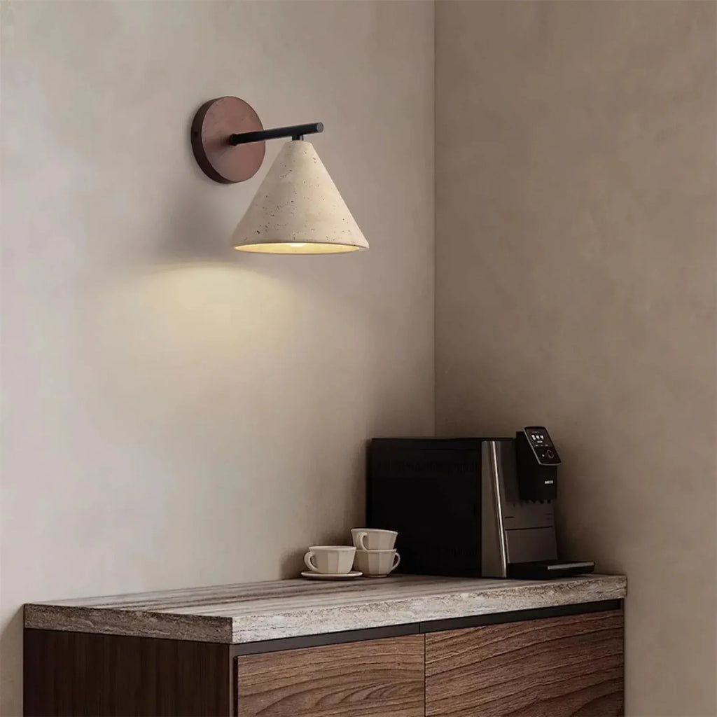 TEROVA – Travertine Stone Wall Sconce LED Downlight for Bedroom, Hallway and Living Room