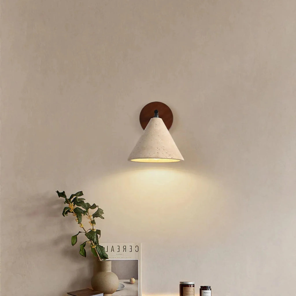 TEROVA – Travertine Stone Wall Sconce LED Downlight for Bedroom, Hallway and Living Room